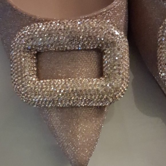 Steve Madden Sparkling Gold Flats with Buckle - Picture 2 of 5